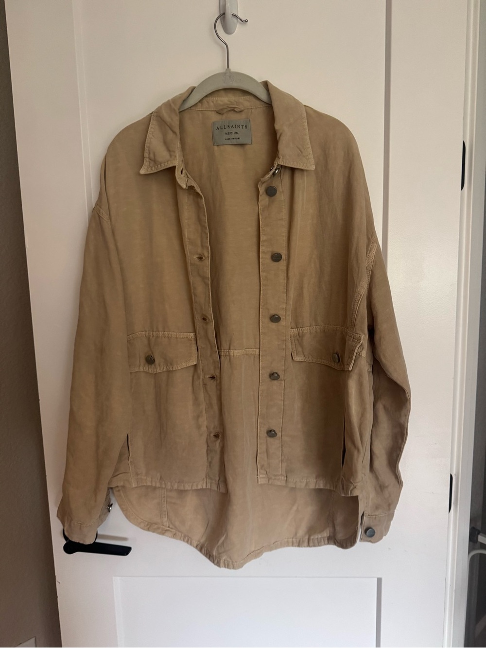 All Saints Beige Lightweight Shirt Jacket - Picture 2 of 4